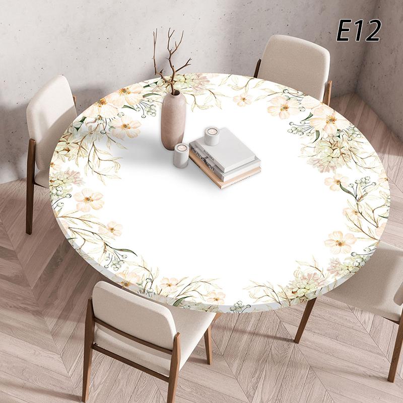

Elastic Edged Round Floral Printed Fitted Table Cloth Home Decorative Tablecloth For Indoor Outdoor Camping Kitchen Party 60cm