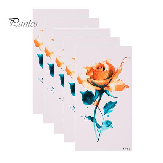 Removable Tattoo Stickers 5 Sheets Butterfly Stickers, Waterproof Temporary Flower Tattoos, Colorful Non-irritating Decals Face Body Tattoos