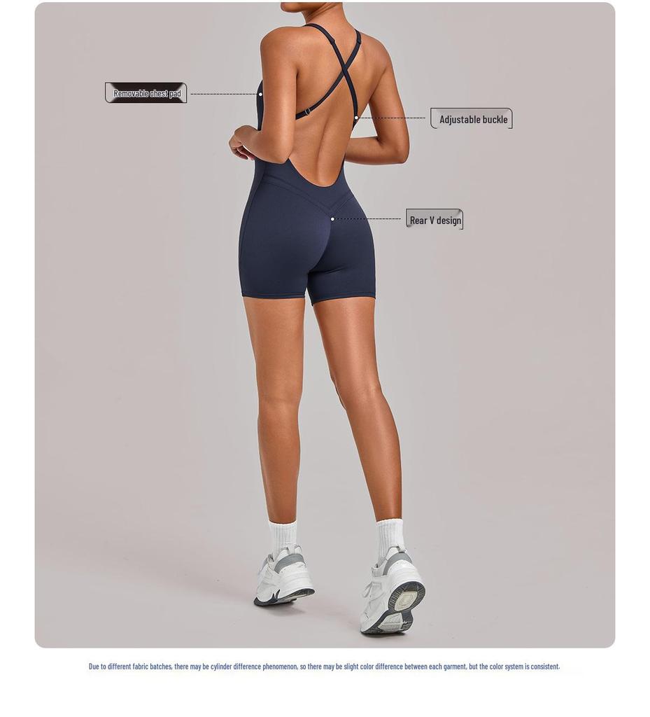 Nouveau Body de Sport Yoga Européen et Américain: Combinaison une pièce à dos croisé, ajustée, pour le fitness et la course à pied