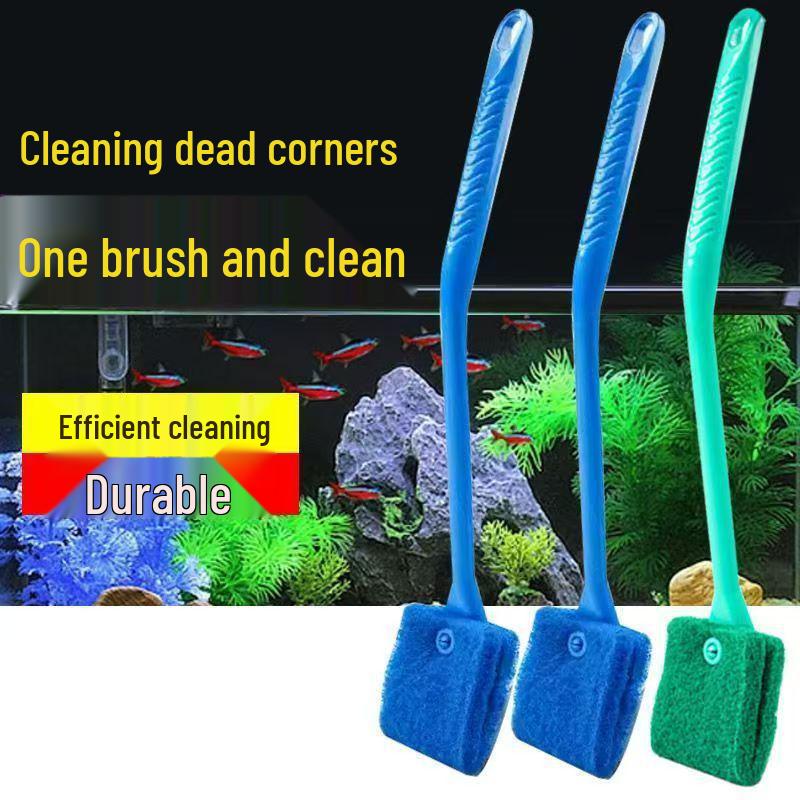 Long Handle Double-Sided Fish Tank Brush for No Dead Corner Algae Removal