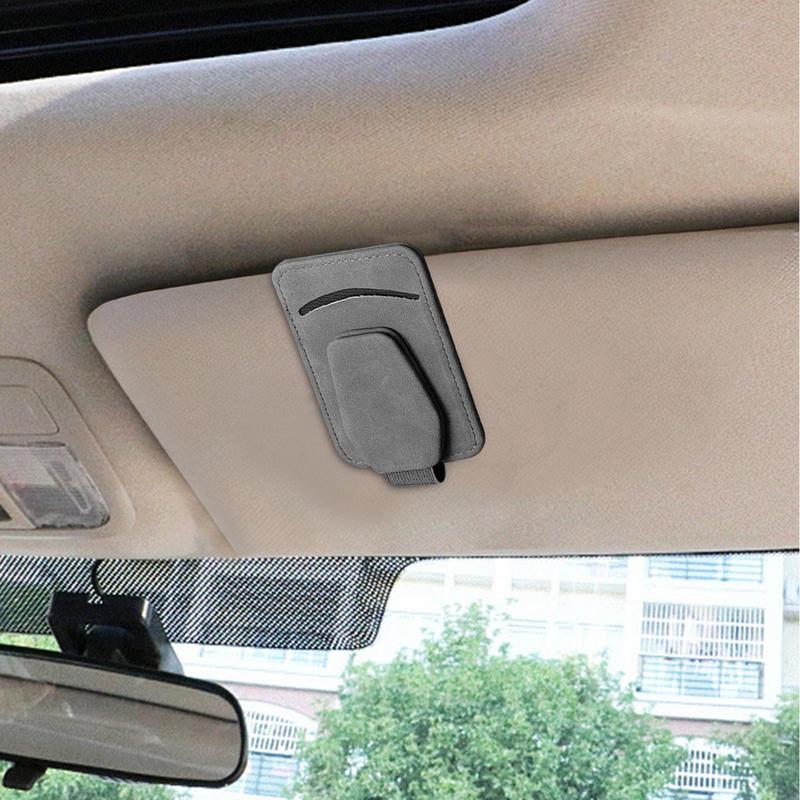 Visiera Portaocchiali Clip Portaocchiali da Sole per Auto in Pelle PU Portaocchiali per Auto Clip per Biglietti e Carte Occhiali Magnetici