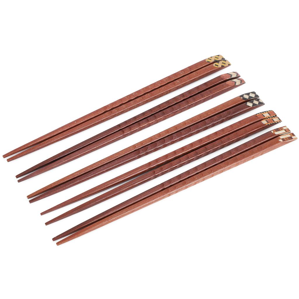 5 Pairs Natural Wood Chopsticks Environmental Protection HandCarved Chopsticks Gift Set