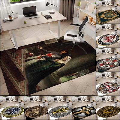 1pc Medieval Knight Theme Badge Carpet Rug for Living Room Bedroom Home Sofa Decoration,Kids Play Non-slip Floor Mat
