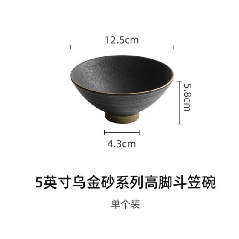

Новая расписанная вручную миска из черного дерева для риса, миска для рамэна, винтажная японская бытовая керамическая миска-ковш
