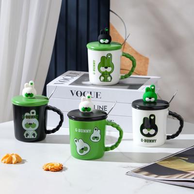 Mirror Ceramic Cup Cute with Lid Mug Girls Large Capacity Water Cup Gift Combination Cup Souvenir Ceramic