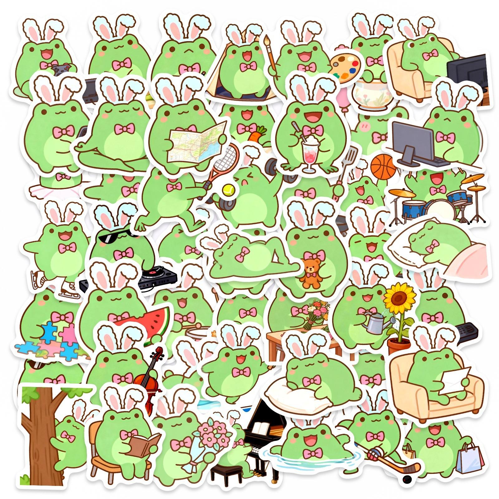 

50 Frogs Daily Graffiti Stickers Waterproof Hand Account Decorative Stickers Children S Fun Stickers