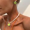 Elegant Big Flower Jewelry Set for Women White Pink Green Resin Flowers Pendant Necklace Earring Girls Beach Party Jewelry Gift