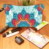Cosmetic Bag Makeup Bag Waterproof Travel Toiletry Pouch Bag with Mandala Flowers Design