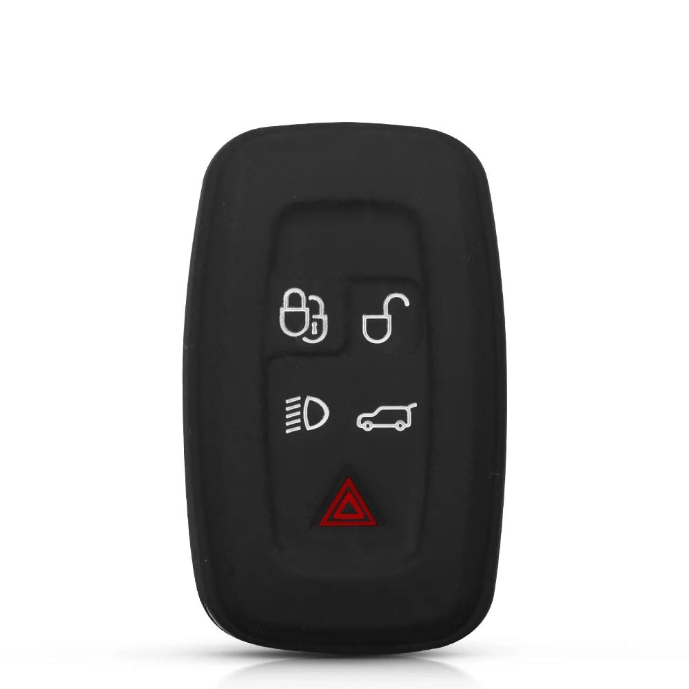 KEYYOU 5 Button Silicone Car Key Case For Land Rover Discovery 4 Range Rover Sport Vouge 2009-2012 LR4 Evoque