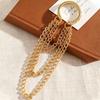 Chain Cuff Drop Earring Multi Layer Silver Tone Statement Jewelry