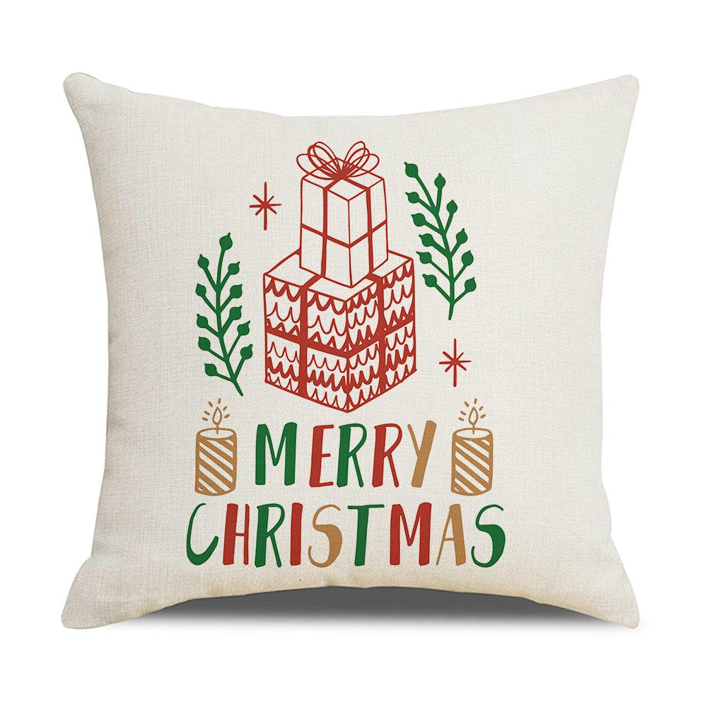 Christmas Pillow Cover Letter Christmas Tree Sofa Pillow Cover Peach Skin Cushion Home Supplies