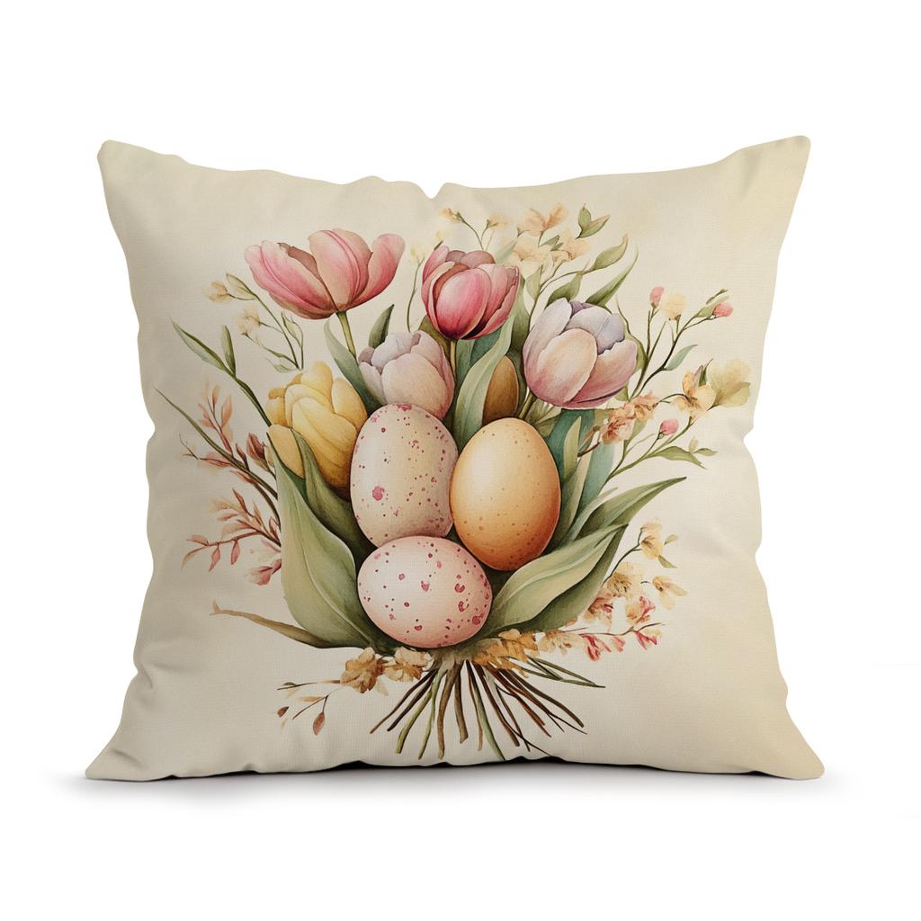 Easter Bunny And Eggs Pillowcase Printed Polyester 40/45/50cm Throw Pillowcover Decorative Sofa Cushion Pillowslip Home Decor