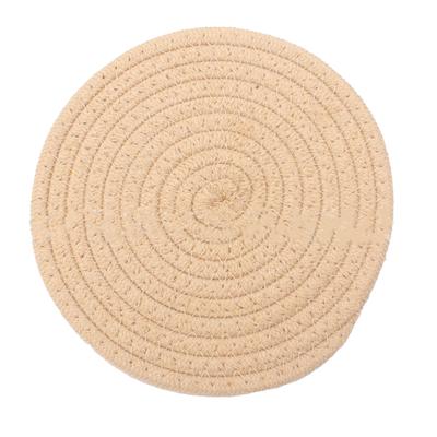 Sous-verre rond en fil de coton tissé fait main 4,3 pouces Isolation Épais Polyvalent Dessous de verre pour