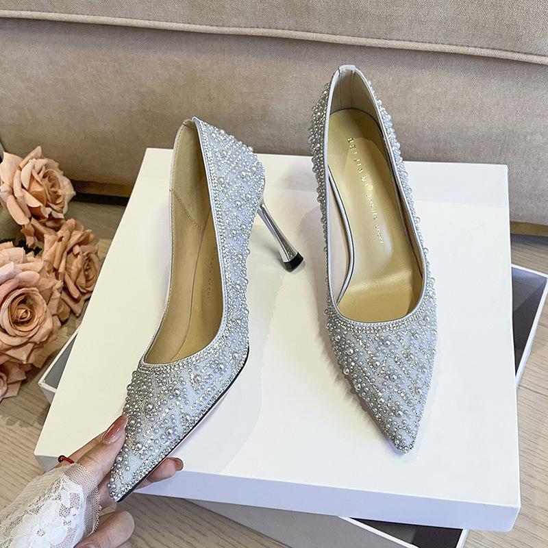 Rhinestones Pearl Xiuhe High Heel Wedding Premium Bridesmaids Not Tired Wedding Dress Bridal Wedding Shoes Single Shoes