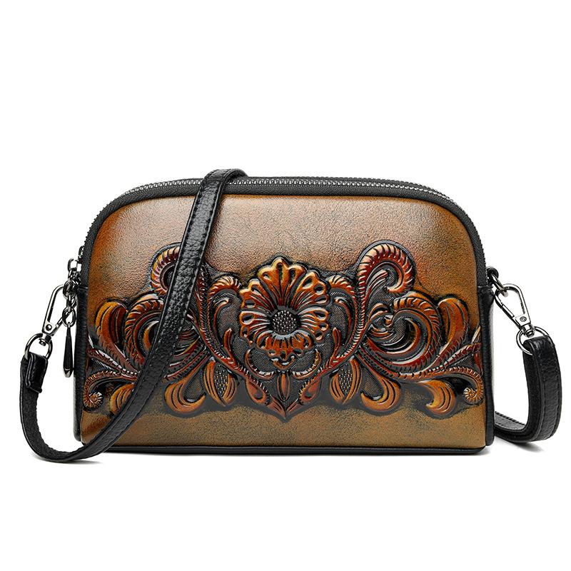 

Винтажная китайская этническая вышивка женская сумка через плечо элегантный кроссбоди узор народного искусства модная повседневная многофункциональная мини-сумка коричневый