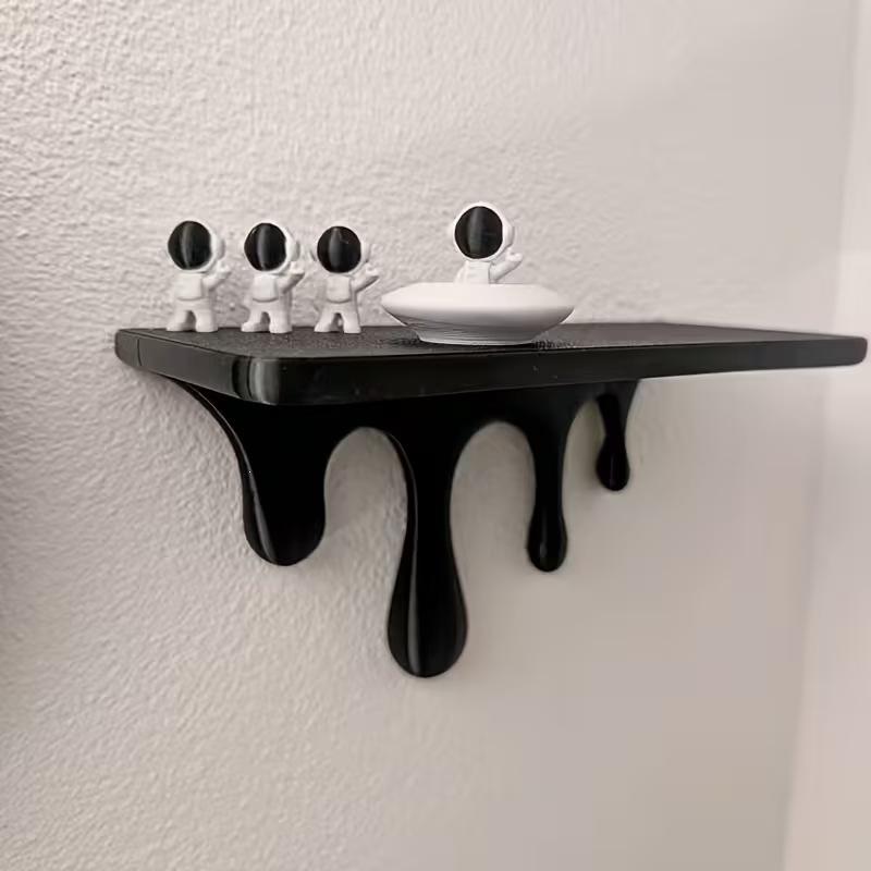 3D Printed Floating Wall Mounted Shelf Creative Drip Design Plastic Rack for Hallway Key Mail Small Accessory Storage
