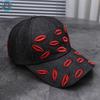 New fashion red lip embroidery decoration niche versatile casual baseball cap breathable comfortable Internet celebrity personality cap