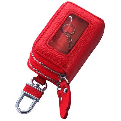 AWESOME ASK-CMW006 Smart Key Case with Clear Window, Double Zipper Type, Red
