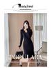 High-End V-Neck French Knitted Midi Fishtail Dress for Autumn/Winter