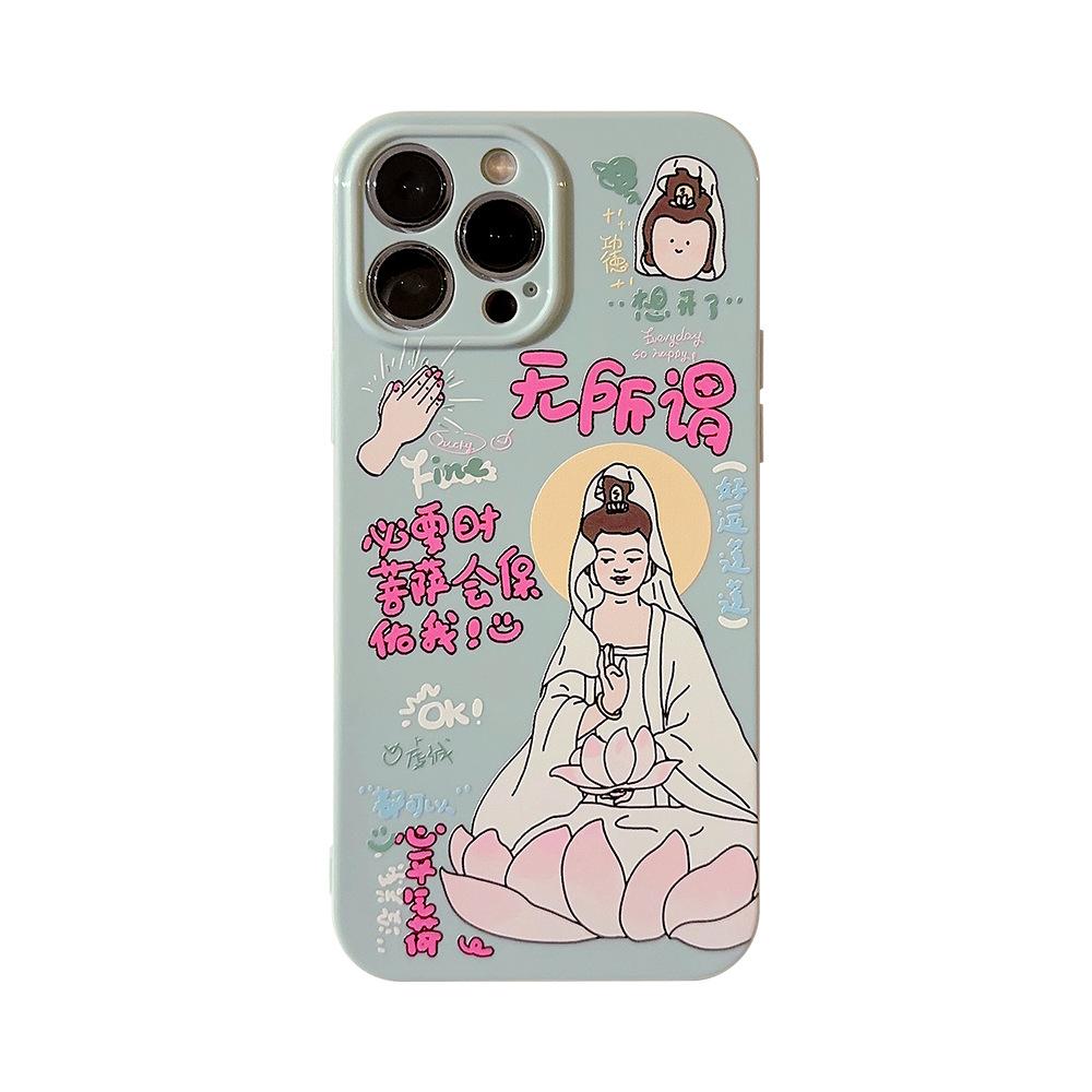 National Style Buddhist for IPhone17 for Apple Phone Case 11 Guanyin Bodhisattva 15 Promax Silicone 12 Funny 13 Soft 16