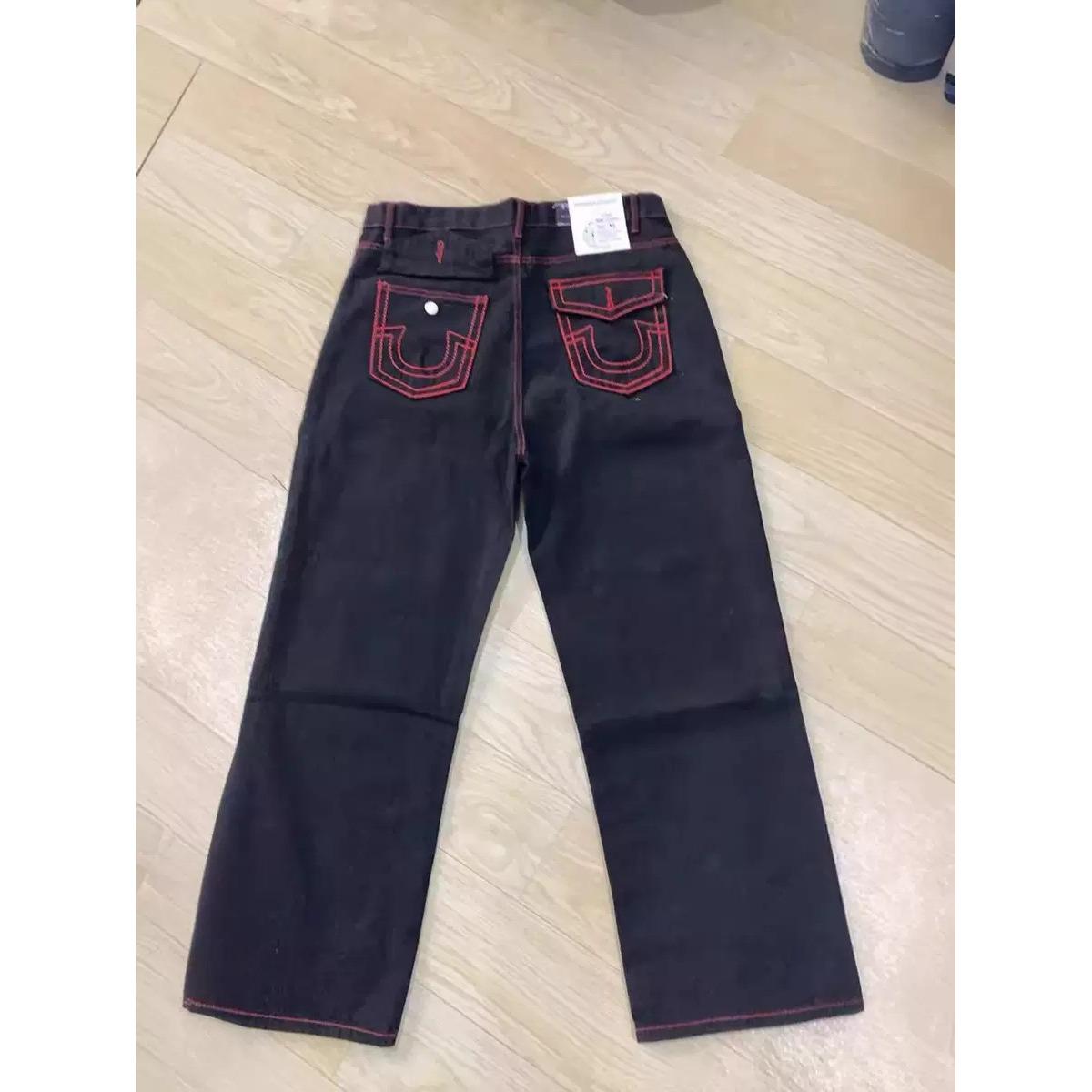 

RogueWave Хип-хоп Уличная одежда Черные Джинсы Мода Вышитые Y2k Готические Прямые Джинсы XXL