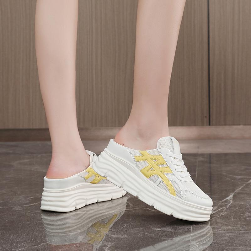 W thick-soled heightening bag head board shoes, new breathable mesh casual wear casual board in summer