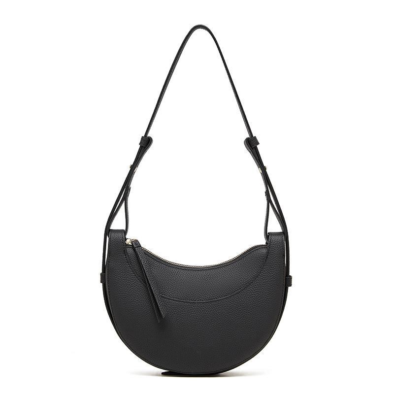 

The First Layer Of Cowhide Design, High-Quality Texture Crossbody Crescent Bag, Women S Genuine Leather Underarm Saddle Bag. 23*9*15 чорний