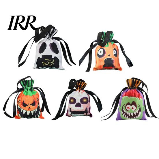 Halloween Candy Bag Pumpkin Ghost Tote Bag, Trick or Treat with Thick Cotton Double Side Print, Sturdy Reusable Party Favor Gift for Kids Durable Or
