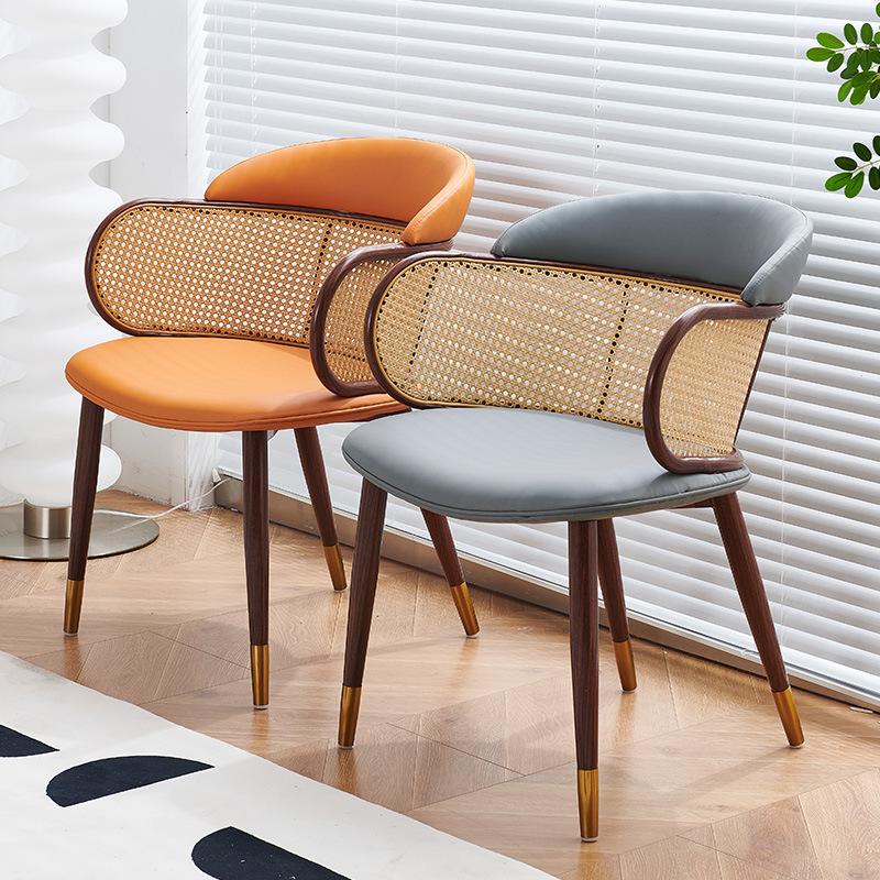 Light Luxury Rattan Armchair Single Person Chair Home Restaurant Backrest Chair Vintage Coffee Shop Chair
