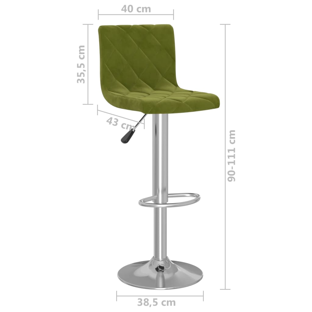 Bar Stool Set of 2 Light Green Velvet