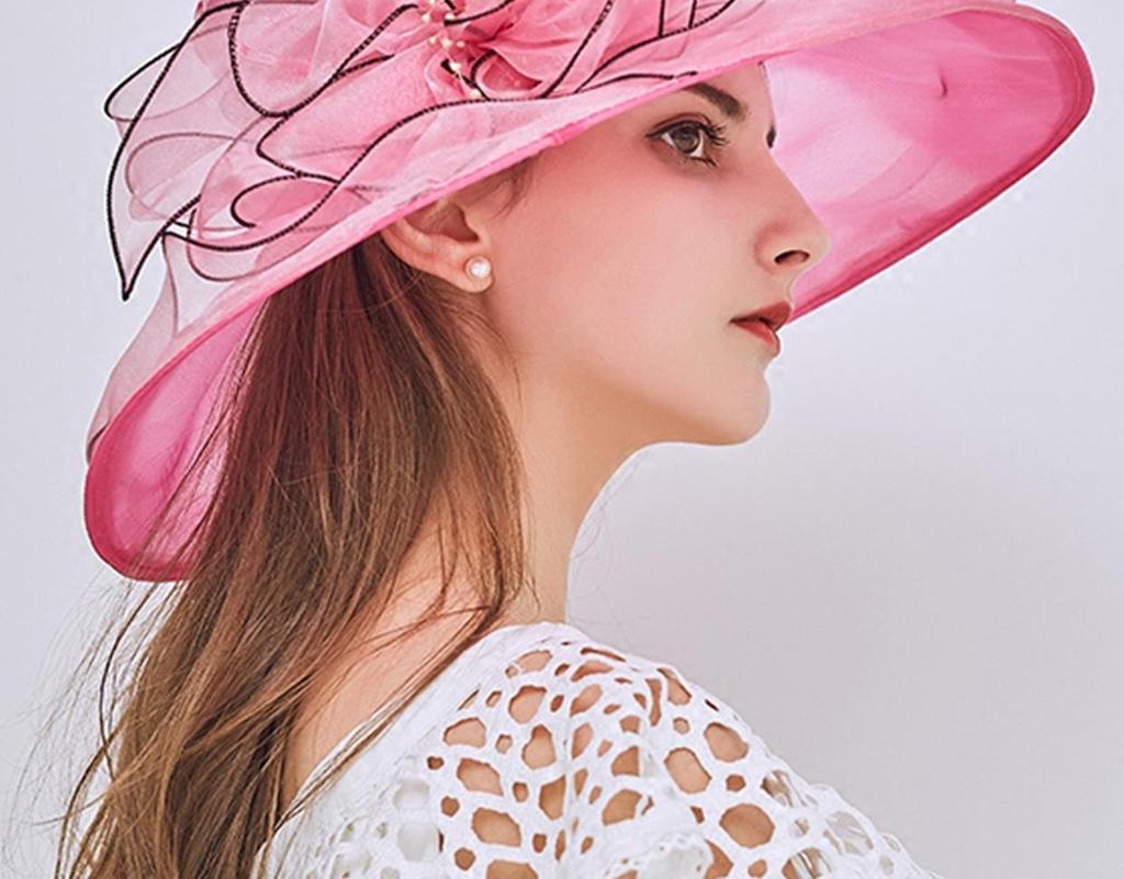 Women's Summer Foldable Sun Hat: European & American Style Fedora with Flower Organza Design
