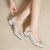 Sandals Women's Summer Mid Heeled Mesh Sandals Perforated Shoes Perforated Breathable Single Shoes Thick Heels Soft Soled Shoes