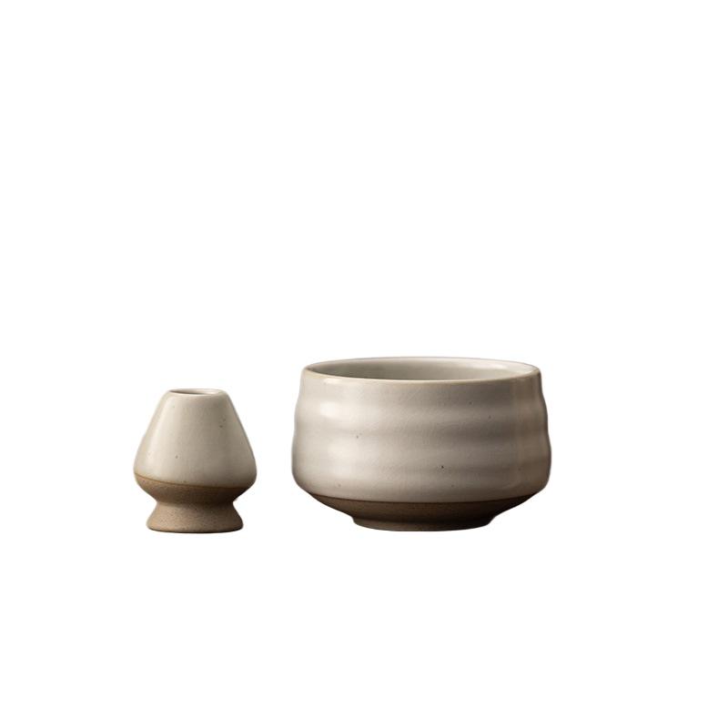 2PCS Japanese Matcha Tea Set Bamboo Tea Brush Ceramic Tea Bowl Composition Chinese Traditional Handmade Tea