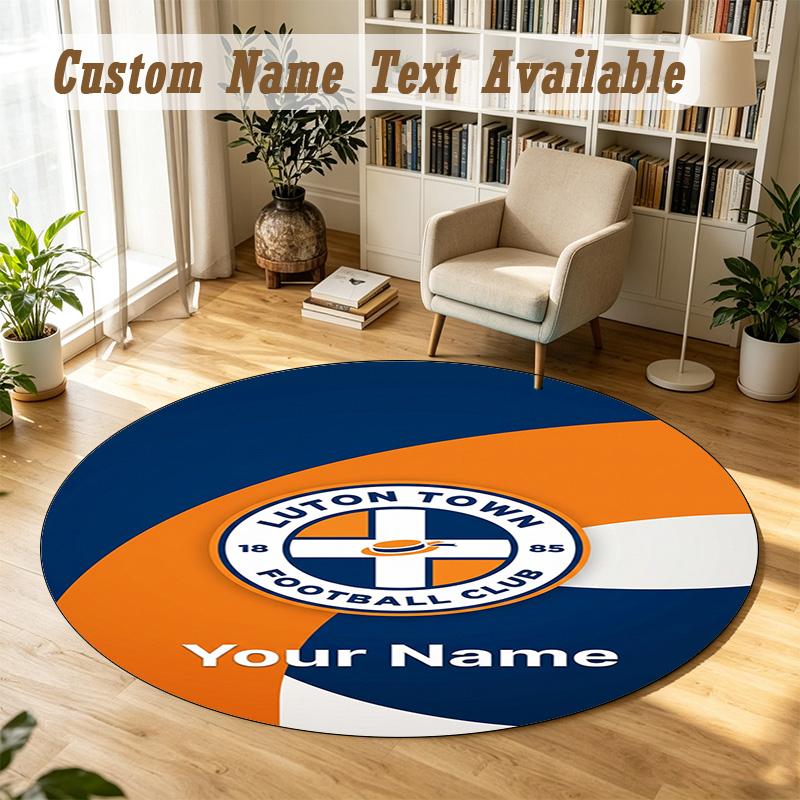 Round Rug Custom NameLuton Town Pattern Non Slip Carpet Home Floor Decor