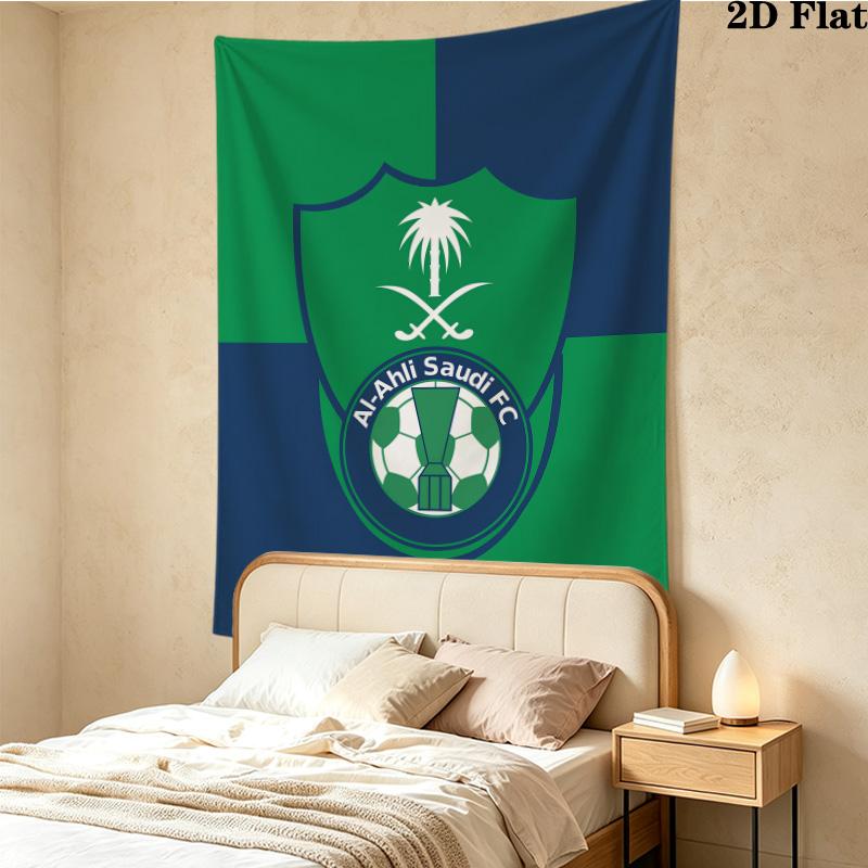 Alahli Saudi Fc Wall Tapestry Aesthetic Wall Hanging Printed Fabric Blanket Decorative Tapestries For Bedroom Living Room Home Decor