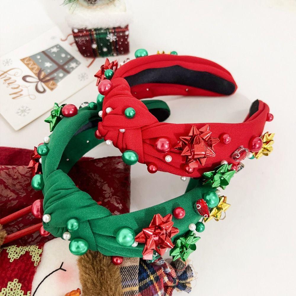 Pearl Christmas Hairband Wide Edge Festive Hair Accessories  Holiday Party Decoration