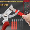 60-6PCS Garden Tools Blade Sharpener with Cover Stainless Steel Pocket Knife Sharpening Stone Shears Sharpening Tool for Kitchen