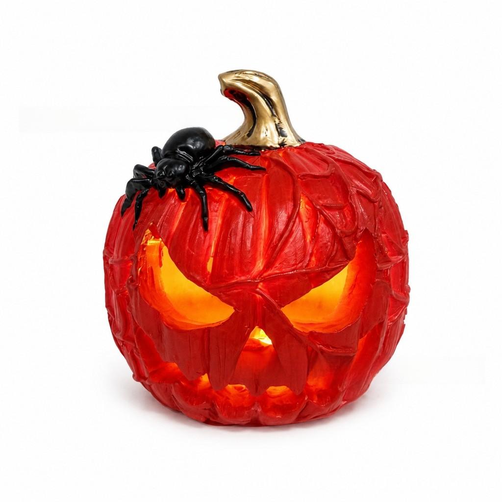Lanterna a Zucca in Resina per Halloween Decorazione Esterna per Cortile con Luce LED per Celebrazioni Festive