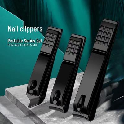 Large Anti-Splash Black Carbon Steel Nail Clippers Set