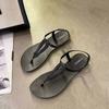 2024 Summer New Women Casual Strap Sandals Roman Fashion Flat Sandals Non-slip Beach Sandals Women Ladies Shoes Solid Flip Flops
