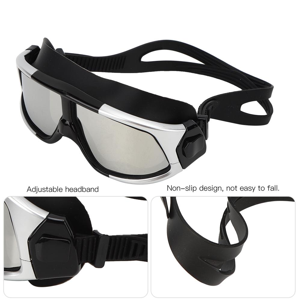Adult Large Frame Waterproof Antifog Swimming Goggles Electroplate Plain Glass Diving Supply