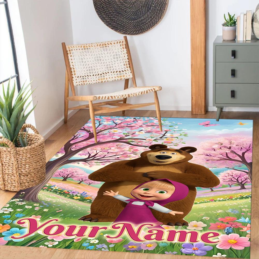 Masha Bear Customize Text Area Rug Suitable for Entryway Living Rooms Outdoor Hallway Antislip Carpet Office home decor Spiritual Gift