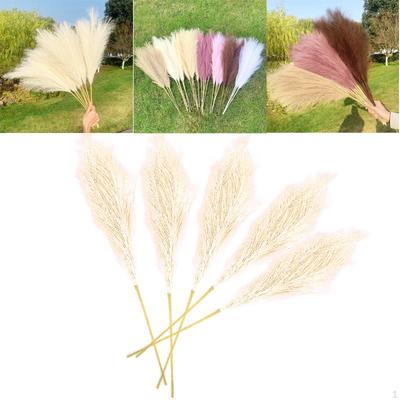 5Pcs 70cm Artificial Pampa Grass Dried Branches Stems Faux Bulrush Reed Flower For Vase