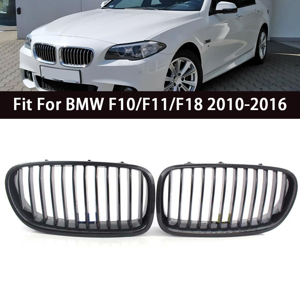 Fit For BMW 5-Series F10 F11 F18 2010-2016 Car Black Kidney Grill Dual Slats Racing Grill Replacement Part Front Bumper Grilles