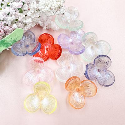 Acrylic 10pcs Hairpin Accessories Mobile Phone Chain Beads 22.6mm Hollowed Out Straight Hole Three-petal Flowers Beaded Handmade