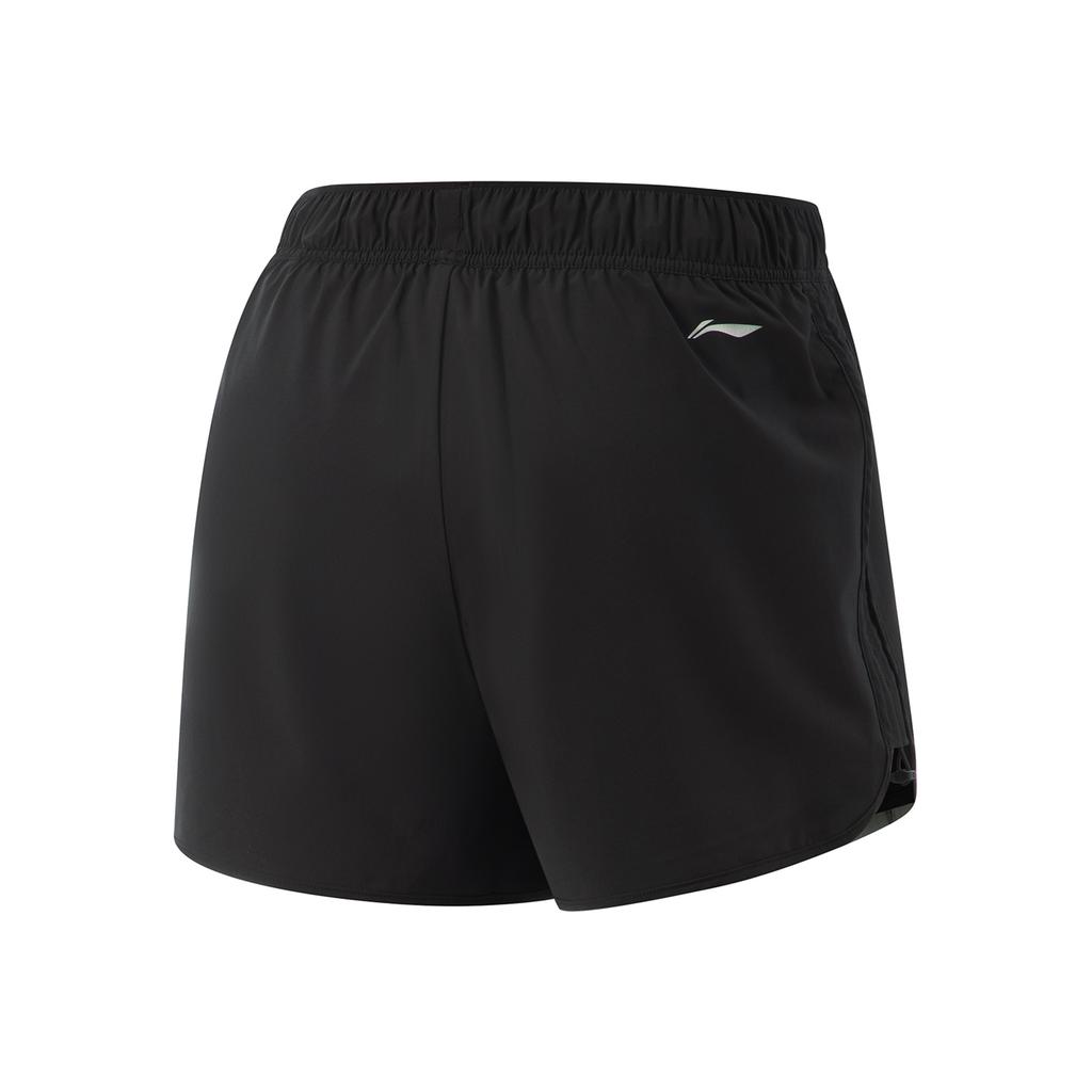 Li-Ning Fitness Series Letter Mid-Waist Drawstring Breathable Versatile Sports Shorts Women Shorts Black AKSV412-2