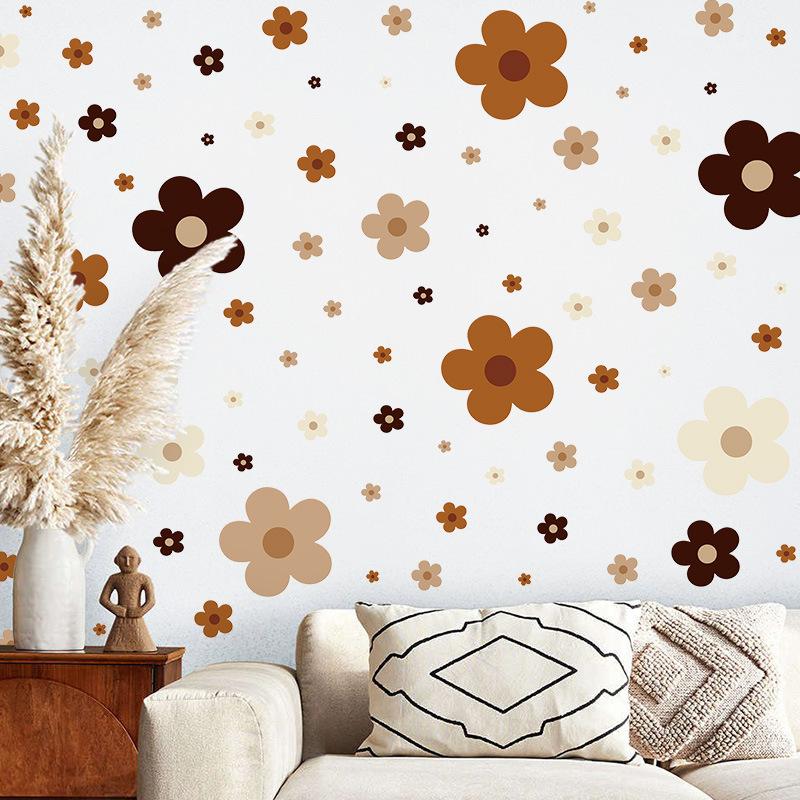 Bohemian Style Flower Wall Sticker Small Fresh Daisy Self-adhesive Pvc Sticker Girl Bedroom Living Room Wall Decoration