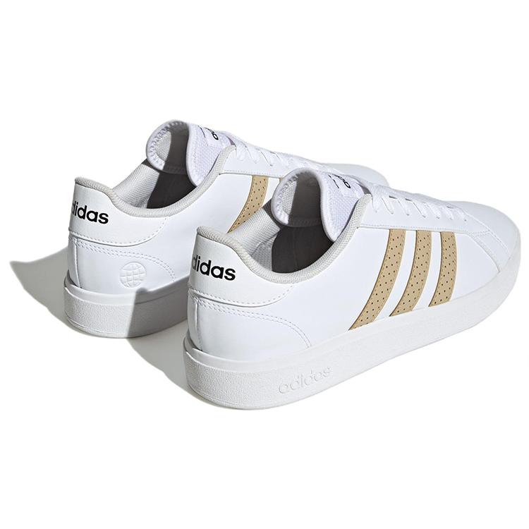 adidas Neo GRAND COURT Fashion Slip Resistant Low Top Skateboard Shoes Men's White Brown HR0231