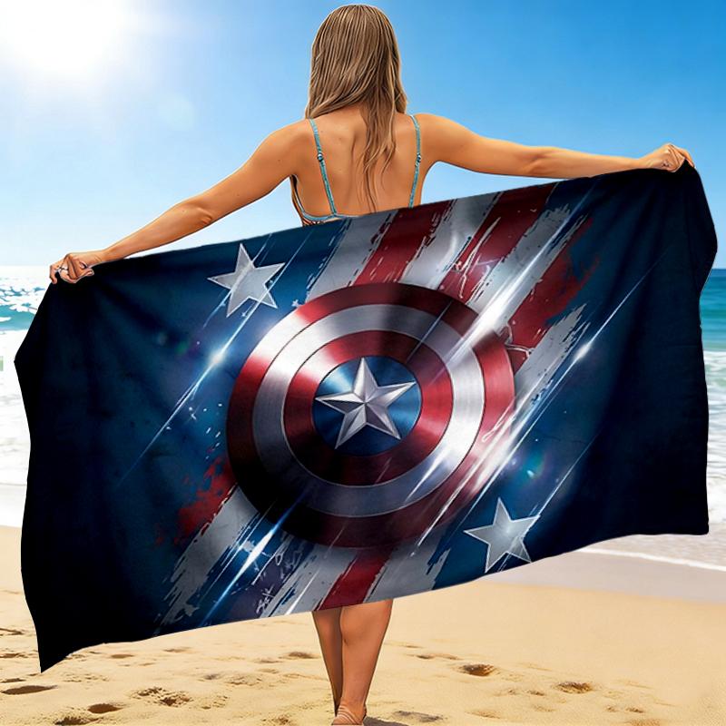 1Pc Captain America Shield Beach Towel Quick Dry Multiuse For Beach Pool Gym Yoga Home Travel Christmas Halloween Xmas Gift S1116