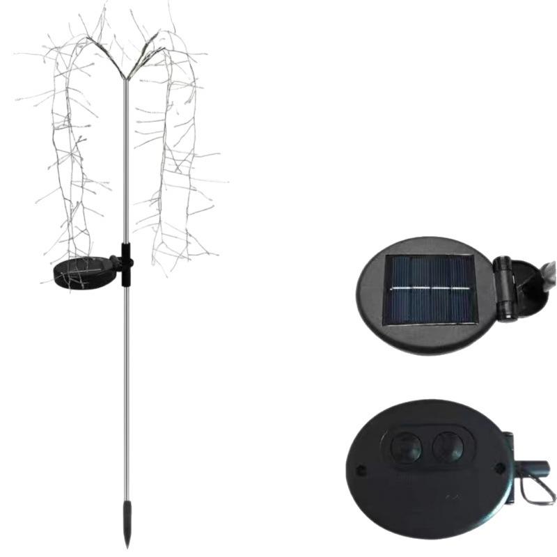 Solar Firecracker LED Lawn Lights: Copper Wire Firework String for Courtyard and Christmas Decor.